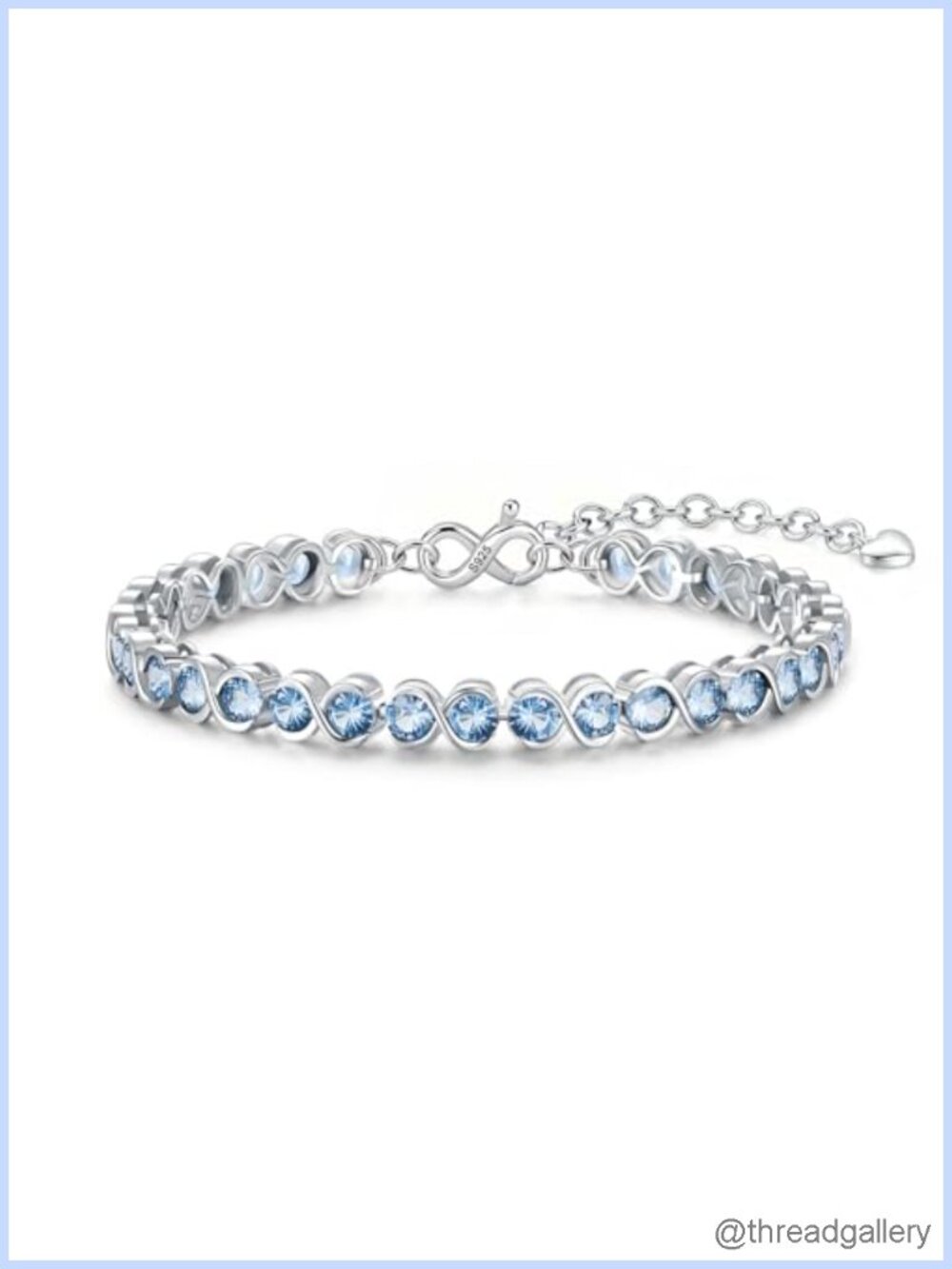 Infinity Round Cut Birthstone Tennis Bracelet for Women, White Gold Plated